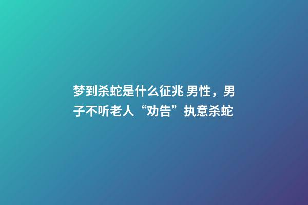 梦到杀蛇是什么征兆 男性，男子不听老人“劝告”执意杀蛇-第1张-观点-玄机派